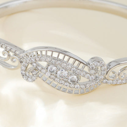 Elegant Women's Copper Bangle With Silver Electroplated Finish, 1 PCS Package