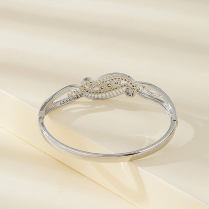 Elegant Women's Copper Bangle With Silver Electroplated Finish, 1 PCS Package