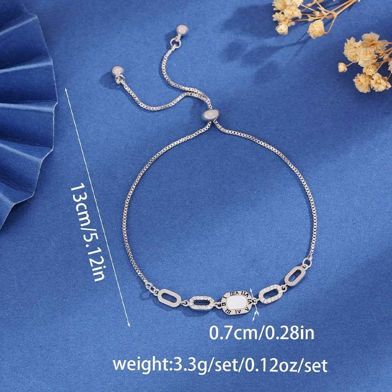 Geometric Copper Bracelet For Women With Zircon Inlay And Bezel Setting