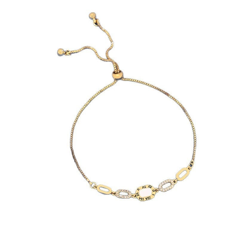 Geometric Copper Bracelet For Women With Zircon Inlay And Bezel Setting
