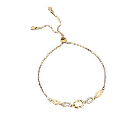 Geometric Copper Bracelet For Women With Zircon Inlay And Bezel Setting