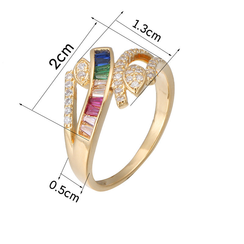 Simple Style Leaf Zircon Ring For Women In Elegant Colour