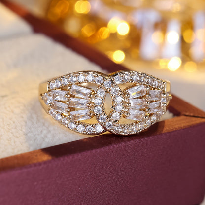 Butterfly Ring For Women In Copper With 18K Real Gold Electroplated Finish And Zircon Inlay