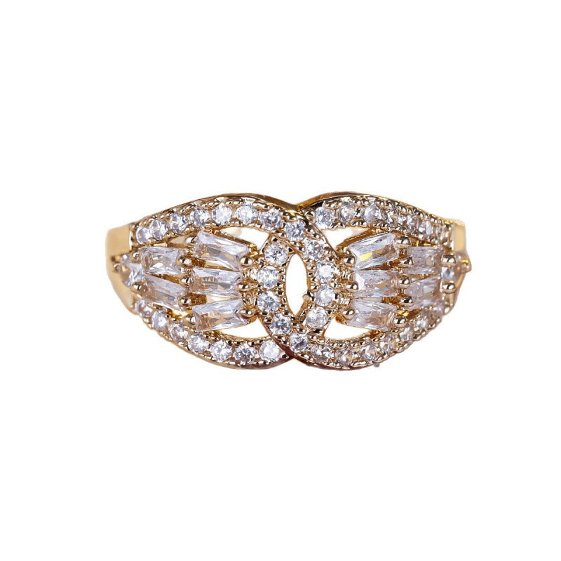 Butterfly Ring For Women In Copper With 18K Real Gold Electroplated Finish And Zircon Inlay