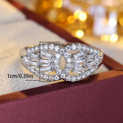 Butterfly Ring For Women In Copper With 18K Real Gold Electroplated Finish And Zircon Inlay