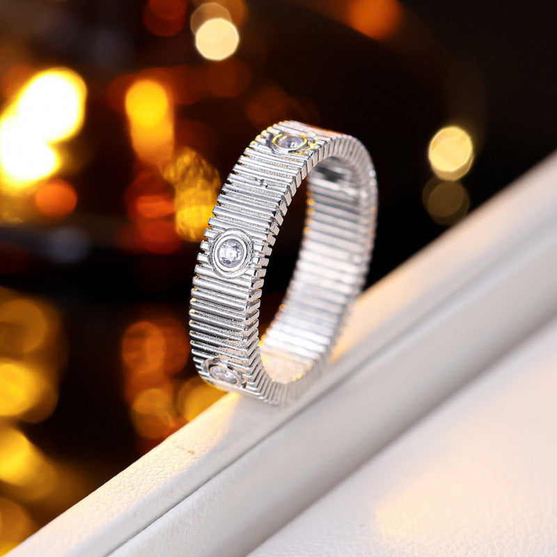 British Style Stripe Ring For Unisex, Copper Material With Electroplated Gold Plating, 1 PCS Package