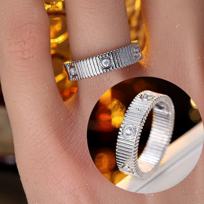 British Style Stripe Ring For Unisex, Copper Material With Electroplated Gold Plating, 1 PCS Package