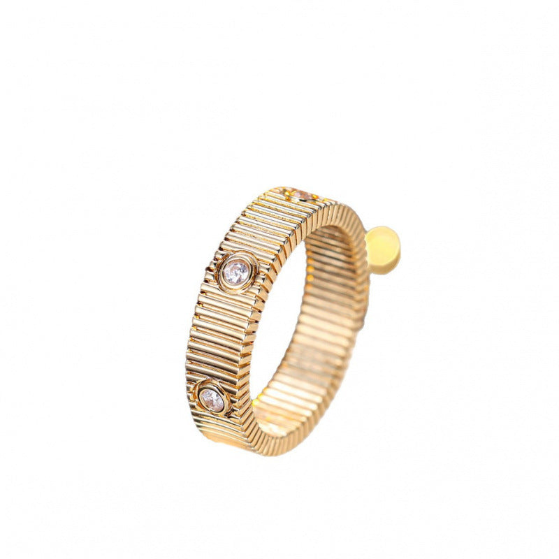 British Style Stripe Ring For Unisex, Copper Material With Electroplated Gold Plating, 1 PCS Package