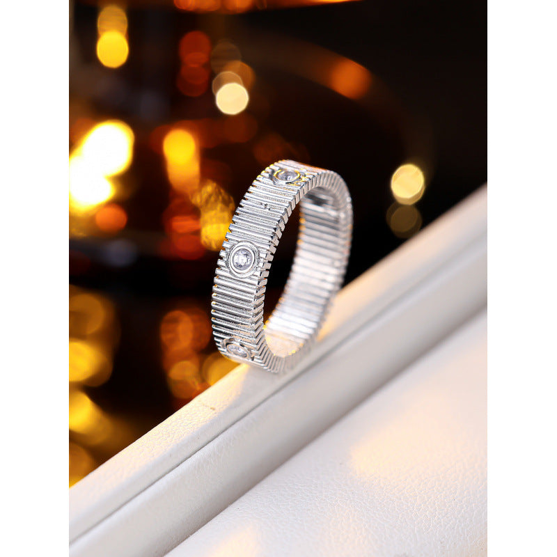 British Style Stripe Ring For Unisex, Copper Material With Electroplated Gold Plating, 1 PCS Package
