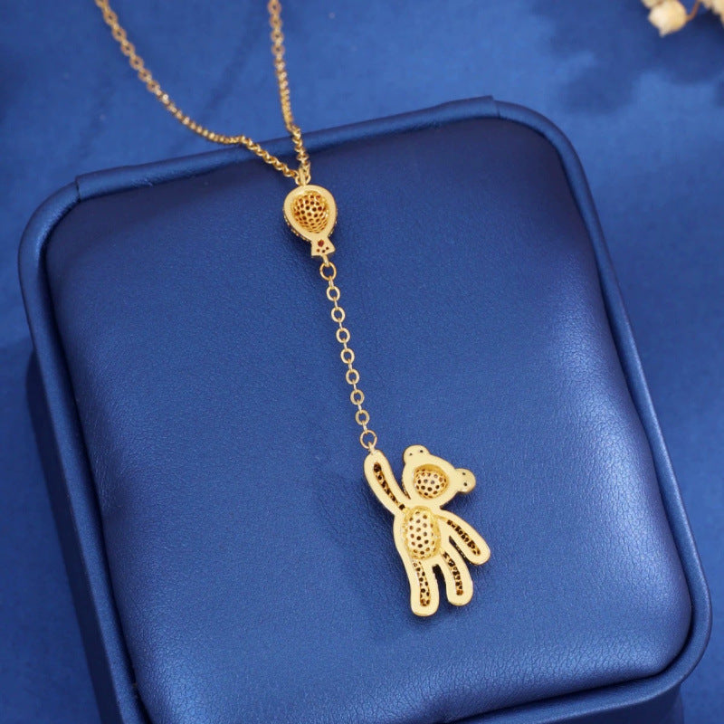 Cute Gold Balloons Necklace For Women Featuring Golden Plated Copper With Durable Cable Chain