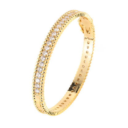 Simple Style Star Inlay Bangle In Copper With 18K Real Gold Electroplated And Zircon Detailing