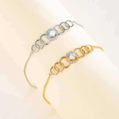 Geometric Simple Style Women's Bracelet In Electroplated Copper With Zircon Inlay