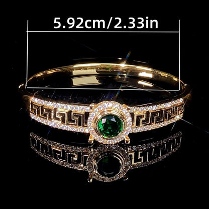 Luxurious Women’s Copper Bangle With Electroplated Gold Plating And Zircon Inlay