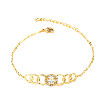 Geometric Simple Style Women's Bracelet In Electroplated Copper With Zircon Inlay