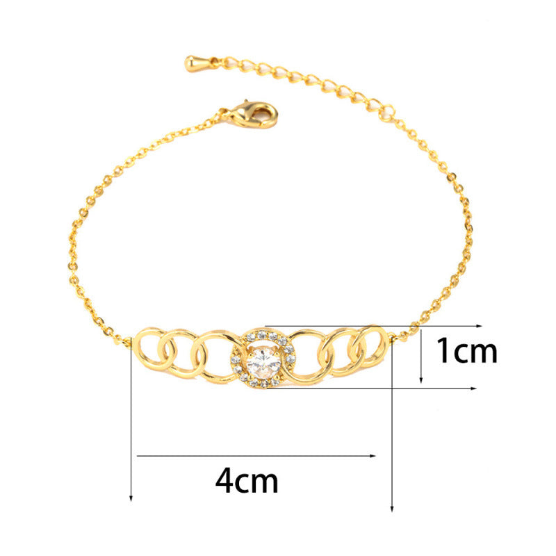 Geometric Simple Style Women's Bracelet In Electroplated Copper With Zircon Inlay