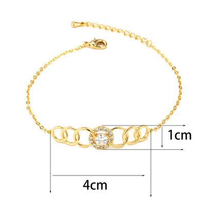 Geometric Simple Style Women's Bracelet In Electroplated Copper With Zircon Inlay