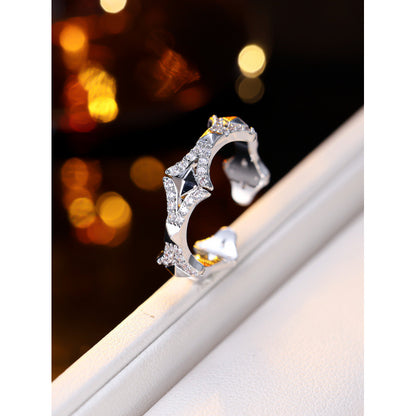 Retro Quadrilateral Copper Ring For Women With Electroplated Gold Plating, 1 Piece