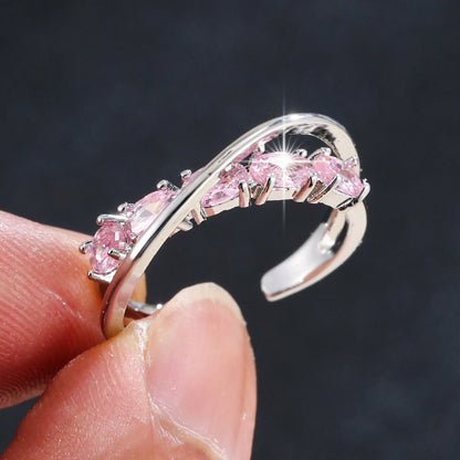 Elegant Open Rings For Women In Gold Copper With Zircon Inlay Featuring Delicate Lines Design