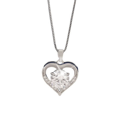 Heart Shape Choker Necklace For Women With Copper Bezel Setting And Zircon Inlay On Cable Chain