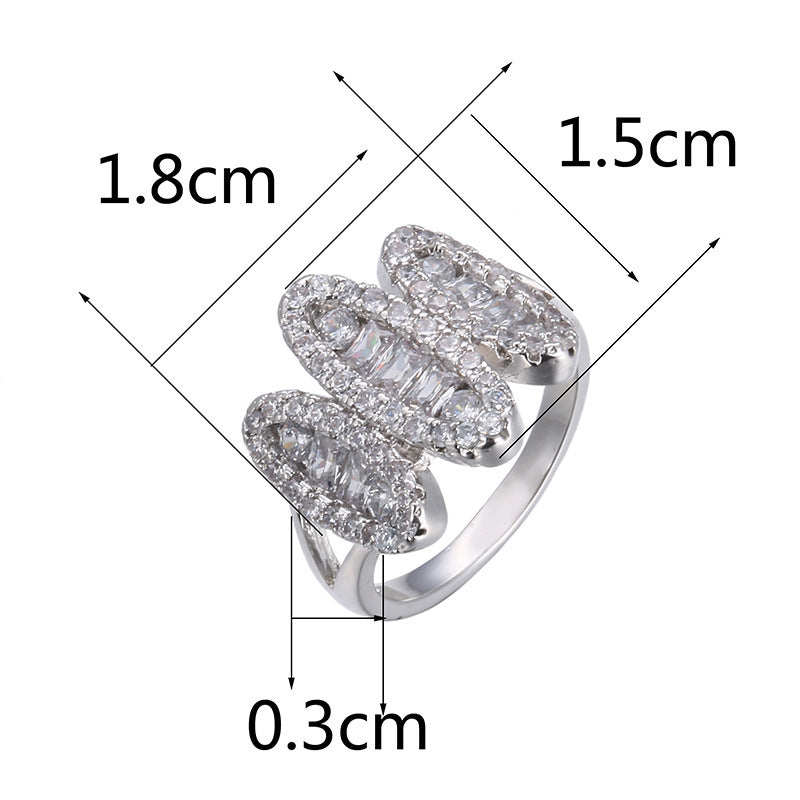 Hip-Hop Square Copper Ring With Zircon Inlay, Electroplated Gold Plating Process, Unisex Design