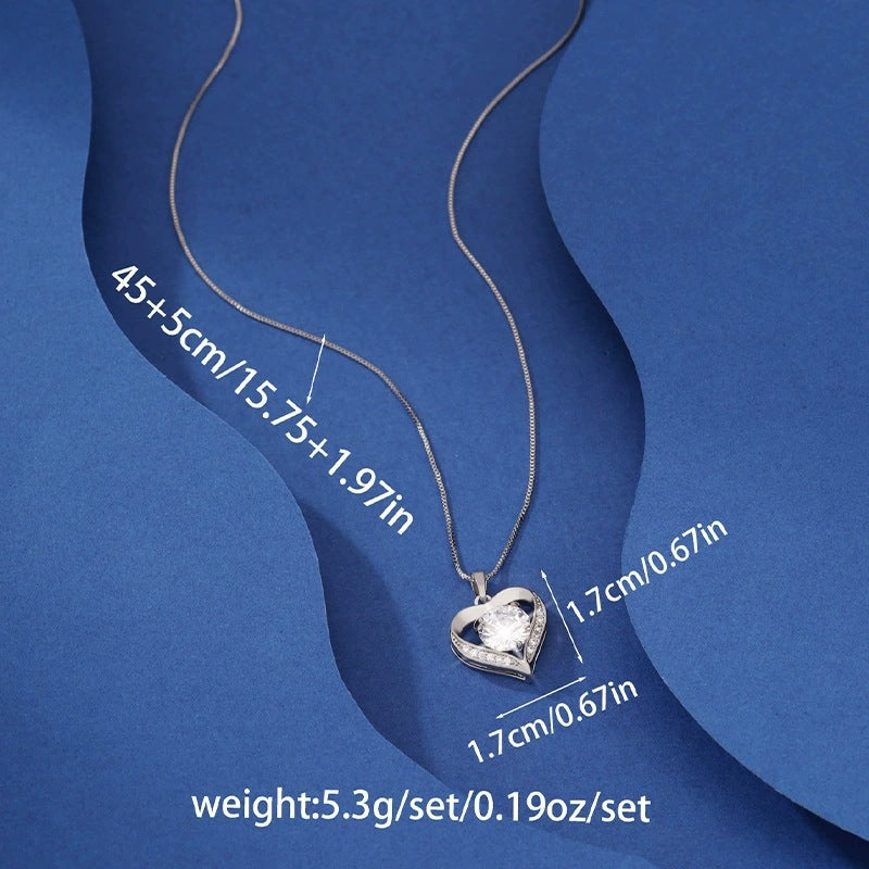 Heart Shape Choker Necklace For Women With Copper Bezel Setting And Zircon Inlay On Cable Chain