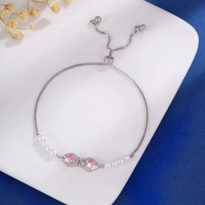 Heart Shape Copper Drawstring Bracelet In Gold, For Women
