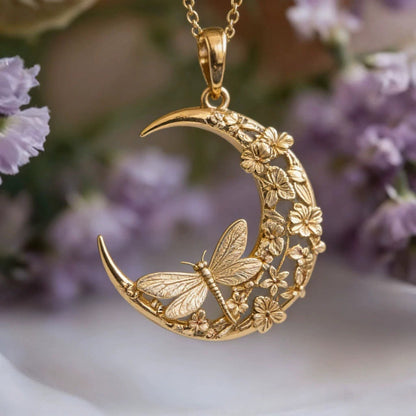 Moon Pendant Necklace For Women In Gold, Waterproof Non Tarnish Copper With Golden Plated Finish And Cable Chain
