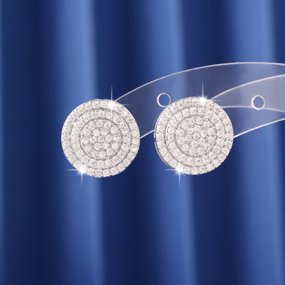 Geometric Stud Earrings For Unisex Featuring Electroplated Design With Copper Posts And Rhinestone Inlay