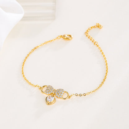 Heart Shape Copper Bracelet For Women In Simple Style, Yellow, Perfect For Valentine's Day