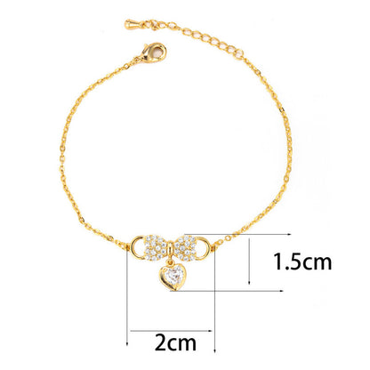 Heart Shape Copper Bracelet For Women In Simple Style, Yellow, Perfect For Valentine's Day