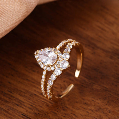 Crown Ring For Women In Yellow Copper With Real Gold Electroplated Finish
