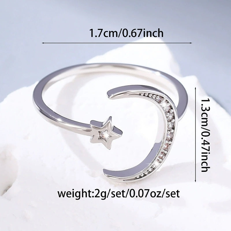Women’s Star Pattern Copper Ring With Zircon Inlay Featuring Bezel Setting