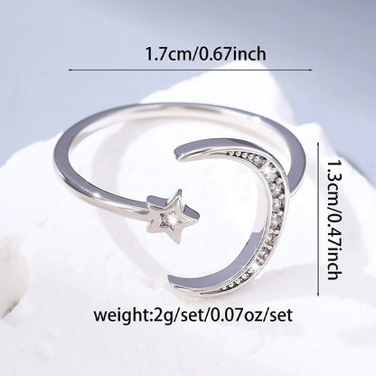 Women’s Star Pattern Copper Ring With Zircon Inlay Featuring Bezel Setting