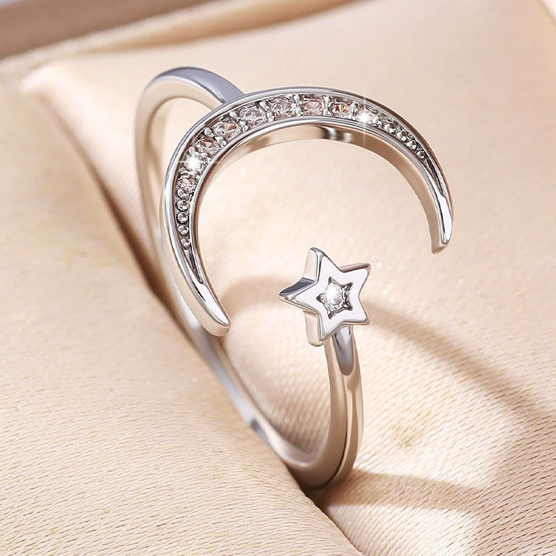 Women’s Star Pattern Copper Ring With Zircon Inlay Featuring Bezel Setting