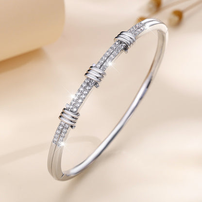 Simple Style Copper Bangle With Zircon Inlay In Gold Color
