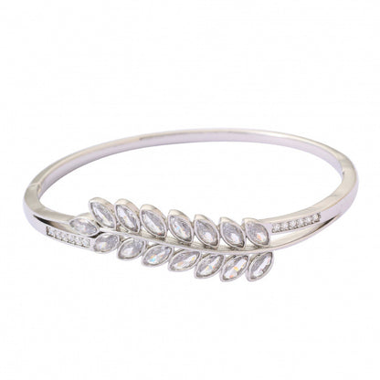 Women’s Electroplated Copper Bangle With Grain Pattern And Rhinestone Inlay