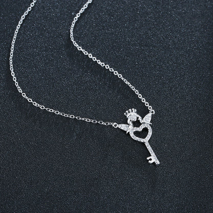 Heart Shape Gold Copper Sweater Chain Necklace For Women In With Zircon Inlay And Snake Chain
