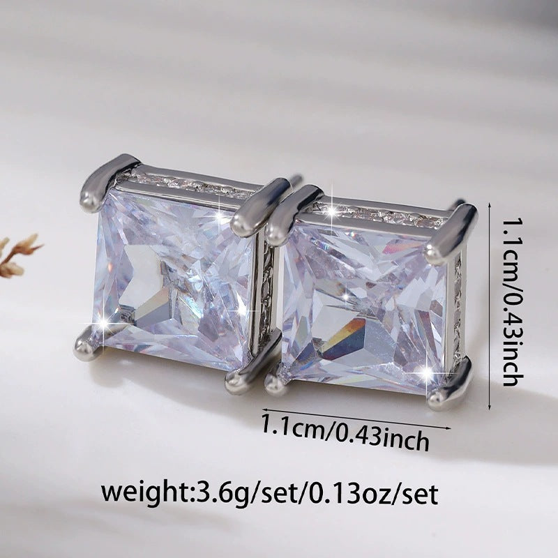 Quadrilateral Stud Earrings For Women In Copper Featuring Simple Style Design