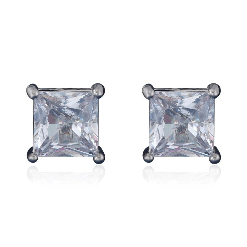 Quadrilateral Stud Earrings For Women In Copper Featuring Simple Style Design