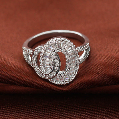 Exaggerated Geometric Rings For Women, Electroplated Copper With Zircon Inlay