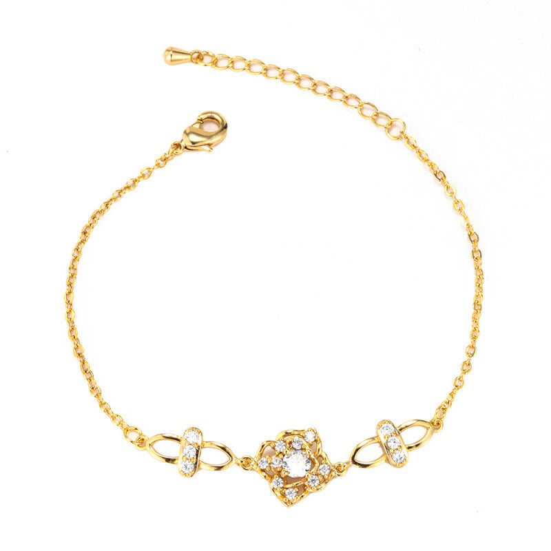 Snowflake Bracelet For Women In Electroplated Copper With Stretch Adjustable Fit
