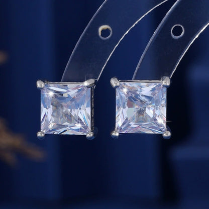 Quadrilateral Stud Earrings For Women In Copper Featuring Simple Style Design