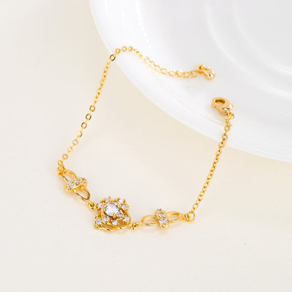 Snowflake Bracelet For Women In Electroplated Copper With Stretch Adjustable Fit