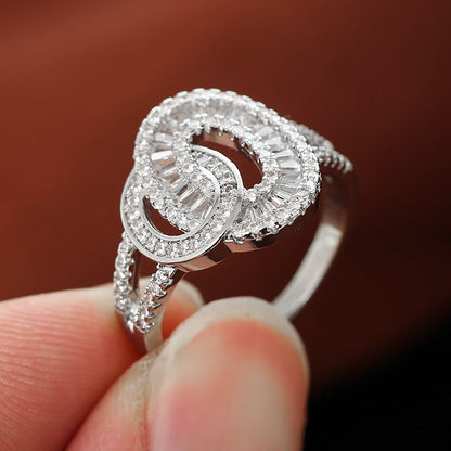 Exaggerated Geometric Rings For Women, Electroplated Copper With Zircon Inlay