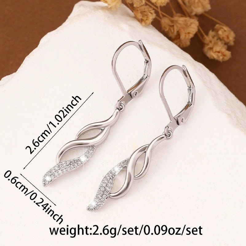 Gold Spiral Dangling Earrings For Women Featuring Copper Studs