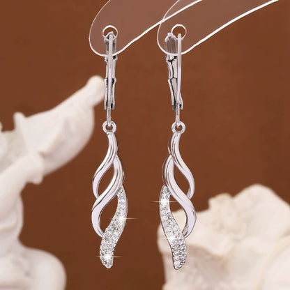 Gold Spiral Dangling Earrings For Women Featuring Copper Studs