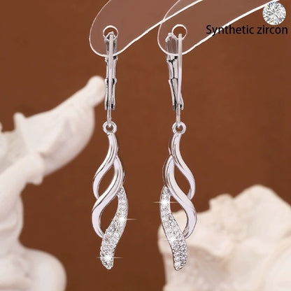 Gold Spiral Dangling Earrings For Women Featuring Copper Studs