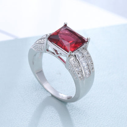 Geometric Copper Ring For Women With Electroplated Gold Plating And Zircon Inlay