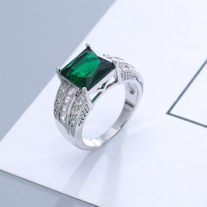 Geometric Copper Ring For Women With Electroplated Gold Plating And Zircon Inlay