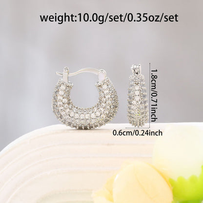 For Women Irregular Gold Earrings With Copper Studs Featuring Bezel Setting And Zircon Inlay